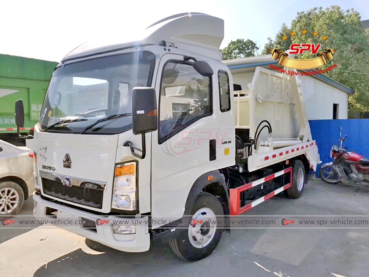 Skip Loader Garbage Truck Sinotruk HOWO - White